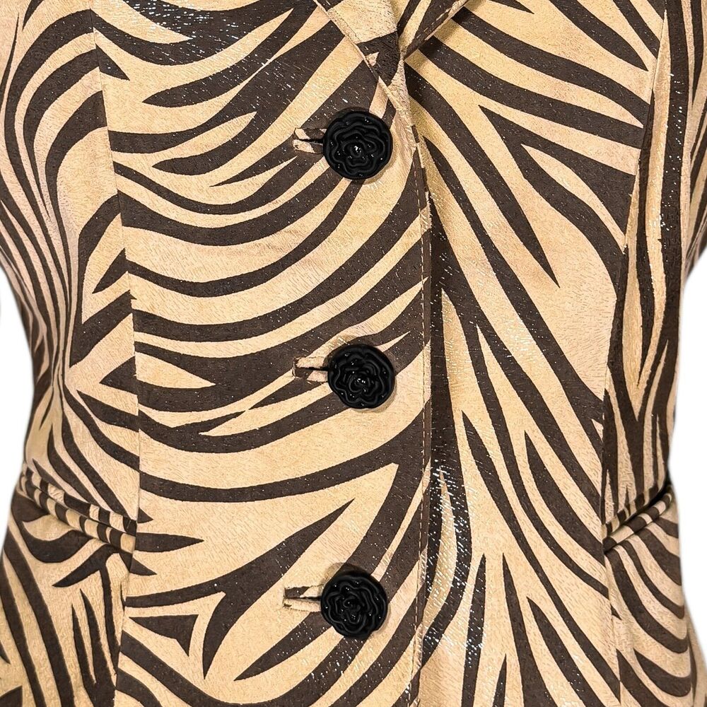 Rare Vintage Michael Hoban North Beach Leather Jacket Women's Animal Print 10 - Picture 4 of 9